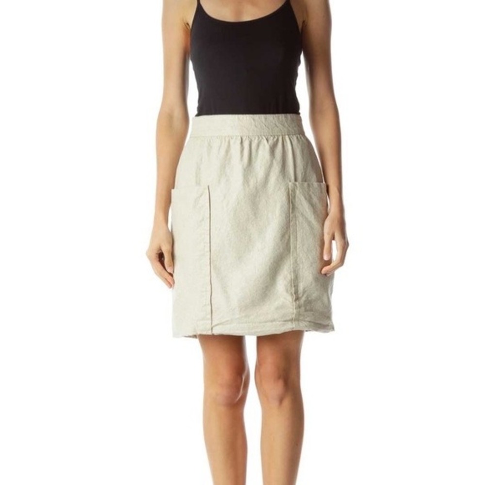 Anthropologie Cartonnier Gold Metallic Linen Mini Skirt Size 0 NWT - Picture 2 of 8